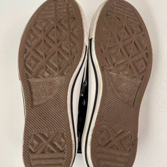 Black Leather Converse Chuck Taylor All Star High Tops, Size W7.5/M5.5 - Picture 6 of 8